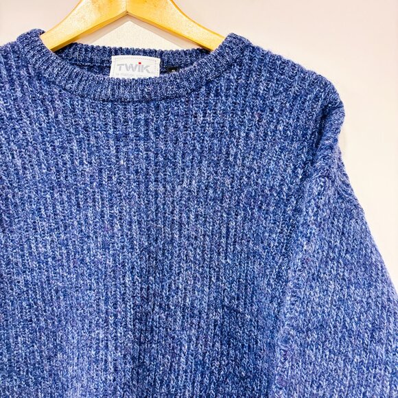 TWIK by SIMONS Navy Wool Sweater Textured Knit Cozy Crewneck | Small * - Picture 3 of 8